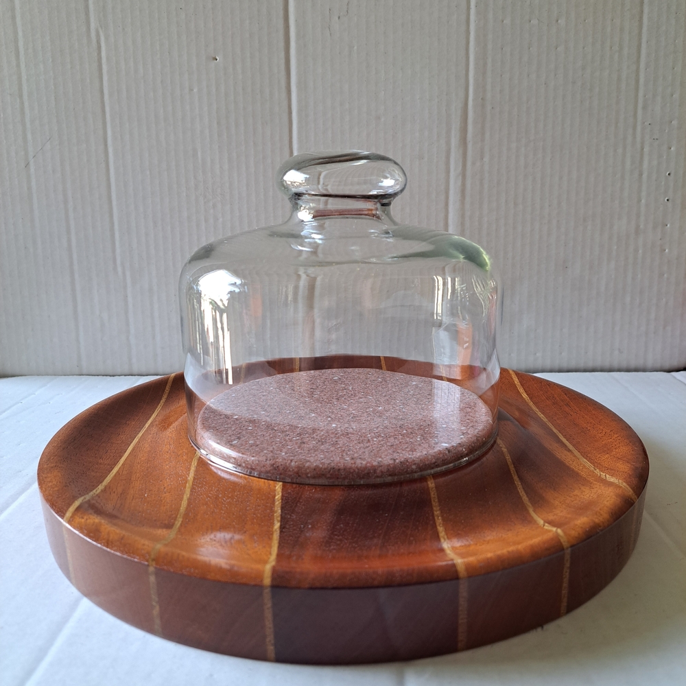 Artisan Glass Cloche with Wooden Base